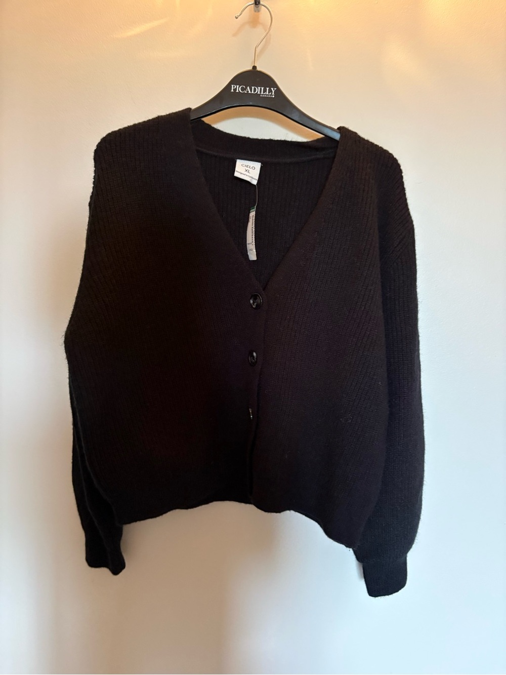 NWT- Black V-Neck Button Cardigan Sweater xlarge